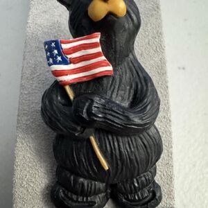 Patriotic Black Bear Figurine